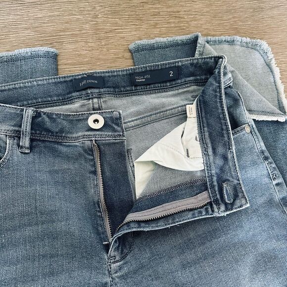 J.Jill Denim High Rise Cropped Fringe Hem Jeans 2 - Picture 3 of 4
